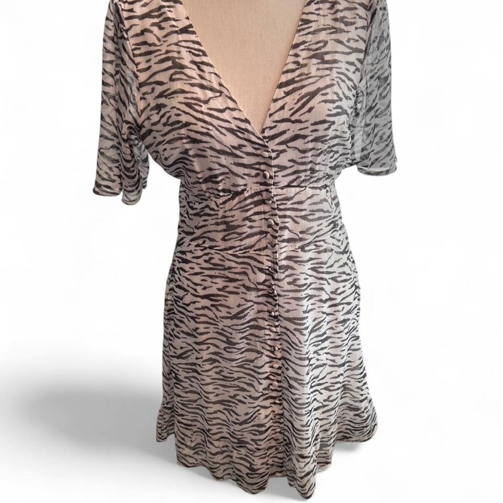 Abercrombie & Fitch Babydoll Zebra Print Button Front Mini Dress Women's Small